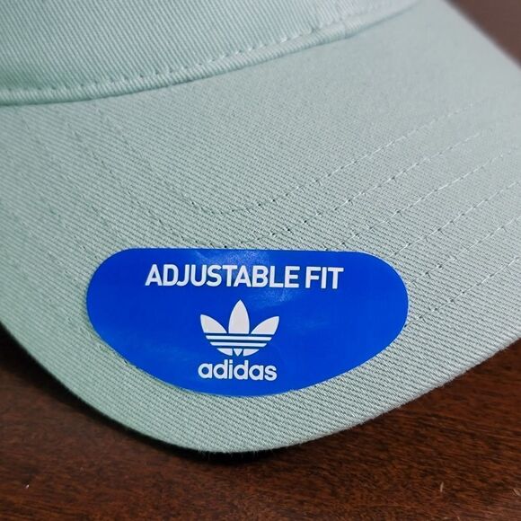 Adidas Originals Trefoil Logo Dad Hat Cap Pale Green Grey White Adjustable New - Picture 3 of 11